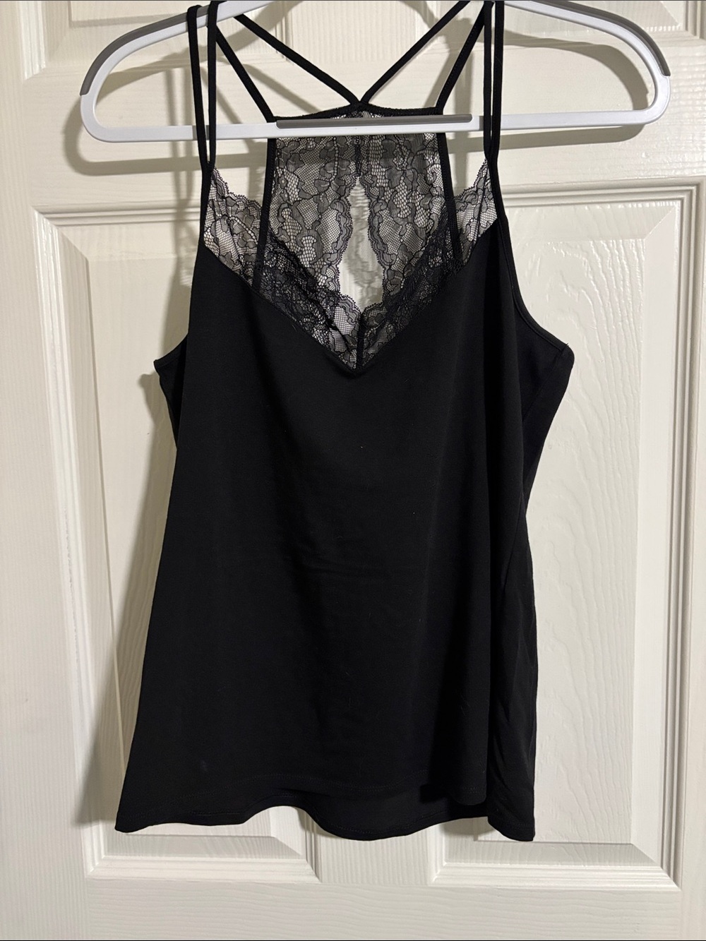 White House Black Market Black Lace-Trim Strappy Camisole